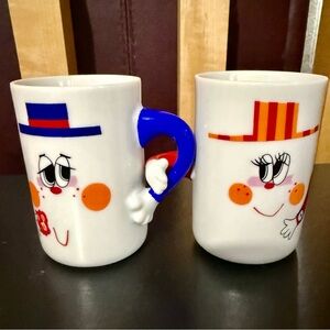 Whimsical Retro 70’s Kitchen Papel Mr & Mrs Interlocking Mugs